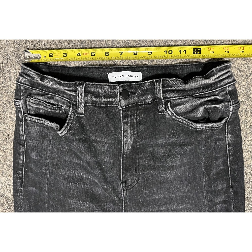 Flying Monkey Jeans Womens 30‎ Black High Rise Skinny Distressed Raw Hem Ankle - Picture 8 of 11